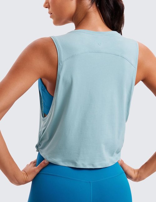 CRZ YOGA Pima Cotton Tank Tops for Women - Loose Fit Sleeveless Athletic Shirts | Ideal for Yoga & Gym