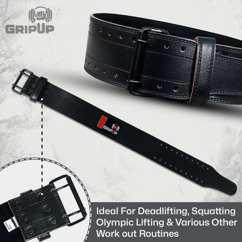 GripUp Weight lifting Belt 6 Inch Auto-Lock Curved Padded Back Lumbar Support Gym Belt for Fitness Exercise Bodybuilding Powerlifting Workouts Deadlifts Squats & Weightlifting Men Women (Black, S)