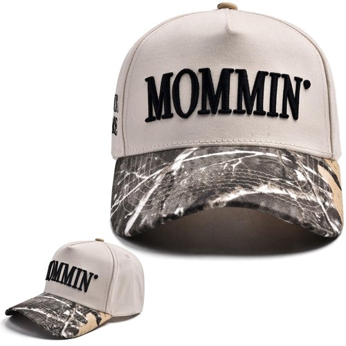 IRXVESA Mommin Trucker Hat for Women and Men, Embroidered Mom Baseball Cap, Adjustable Canvas Snapback Camo
