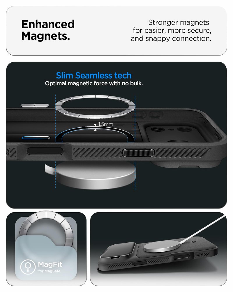 Spigen for iPhone 17 Pro Case, Optik Armor MagFit [TPU Covered Camera Control] [Camera Cover/Kickstand] [Compatible with MagSafe] - Black