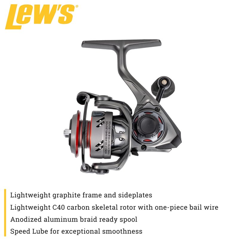 Lew’s Speed Spin CRX Spinning Fishing Reel, Size 100 Reel, 9+1 Bearings, 5.2:1 Gear Ratio, Graphite Frame and Sideplate, Solid Brass Speed Gears