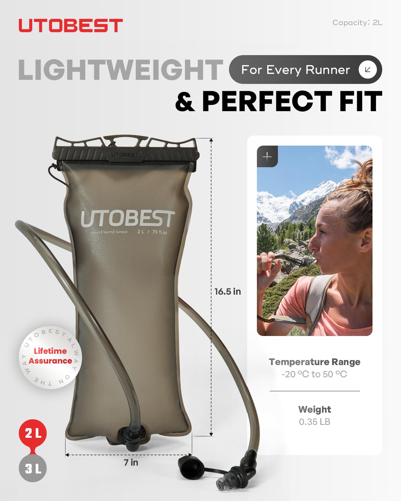 UTOBEST Hydration Bladder 2L Water Bladder for Hiking Backpack