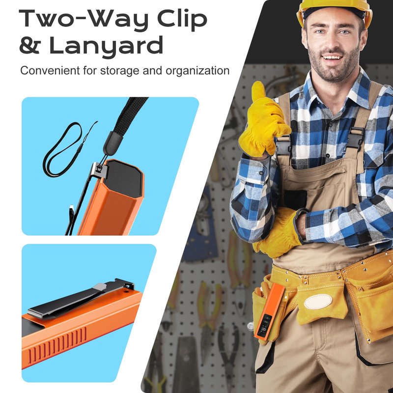 Acoszero EDC Flashlight 4 in 1 Pocket Magnetic Slim Flat Flashlight High Lumens Work Light with Green Beam & UV Light & Warning Light Combo EDC Rechargeable LT-010 (Orange Color)
