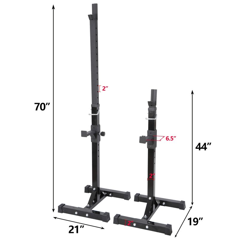 ANT MARCH Pair of Adjustable Height 45"-70" Professional Portable Dumbbell Racks Sturdy Steel Squat Rack Barbell Free Bench Press Stands Home Gym Load 660Lbs Dipping Station …