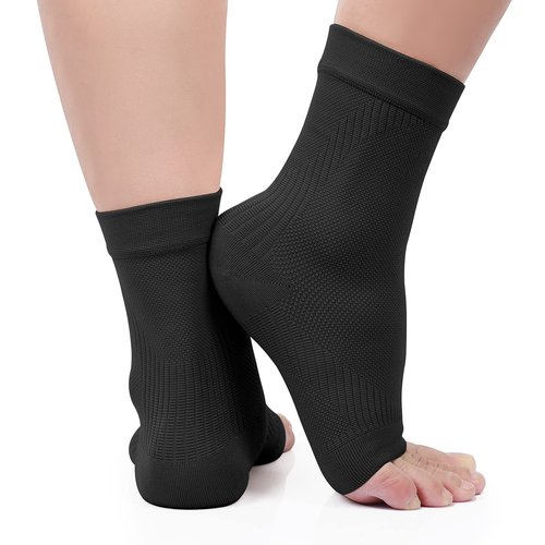KEKING® Ankle Brace Compression Support Sleeve for Women & Men, Medical Ankle Compression Socks for Plantar Fasciitis, Foot & Ankle Swelling, Achilles Tendon Support, Arch Support, 1 Pair of Black 3XL