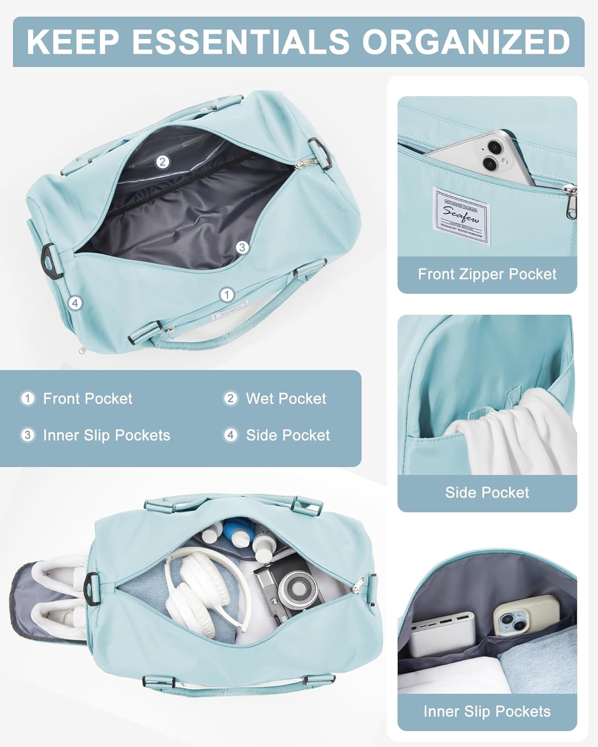 Skiennix Women's Gym Bag - Versatile Travel Duffel Tote for Weekend Getaways | Stylish & Spacious
