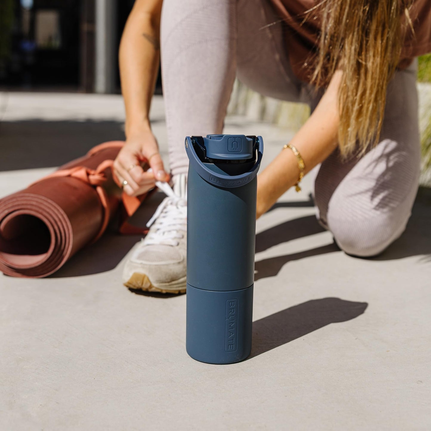 BrüMate Rise 35oz Water Bottle With 100% Leakproof Covered Silicone Straw | Insulated Stainless Steel Water Bottle With Removable Straw | Fast Flow | Soft Sip Silicone Spout | BPA-Free (Dune)
