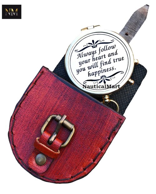 Brass Compass Always Follow Your Heart/Personalize Gift/Directional Magnetic Compass/Pocket Compass for Camping, Best Easter, to My Man, Husband, Boyfriend, Fiance