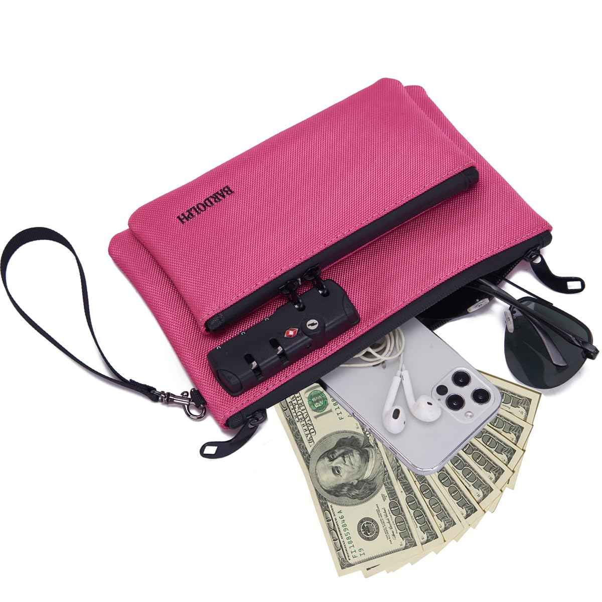 Money Bag with Lock, Double layer Men & Women's Locking Accessories Pouch, Bank Bag, Passports, Notary Supplies, Valuable StorageBag,CashBag and Zipper NotaryBag with Lock