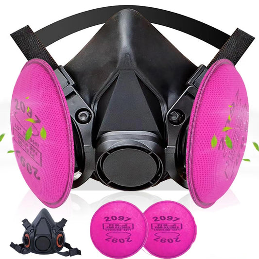 PWJGPPJV Respirator Mask, Reusable Respirator with 2097 Activated Carbon Filters for Gas, Organic Vapors, Formaldehyde, Painting, Dust, Chemical