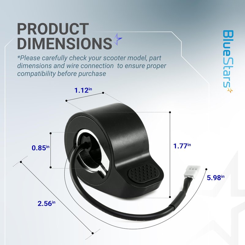 BlueStars Electric Scooter Thumb Throttle Compatible with Gotrax GXL V2/ Apex/Apex Pro/Apex XL/XR Elite - Electric Scooter Throttle Replacement (Female Plug)