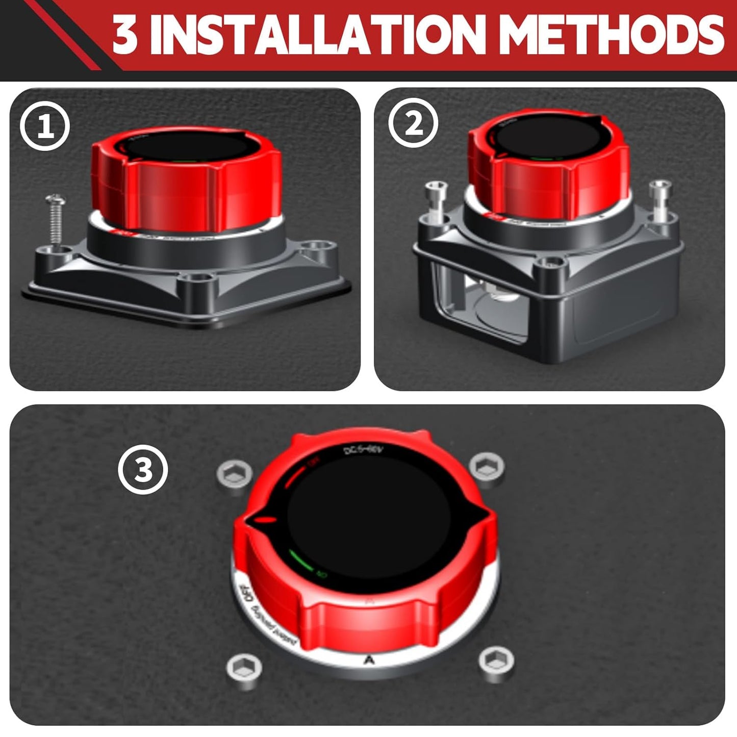 AWBLIN Battery Disconnect Switch - Upgrade with Voltmeter for Marine, Car, Truck, RV | DC 5-60V Isolator