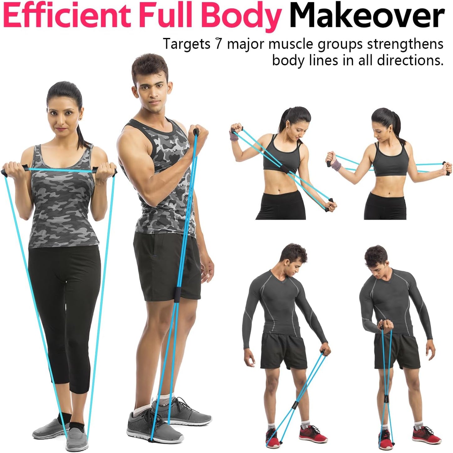 Renranring Figure 8 Resistance Bands - Set of 3 Exercise Tubes for Arm & Shoulder Stretching