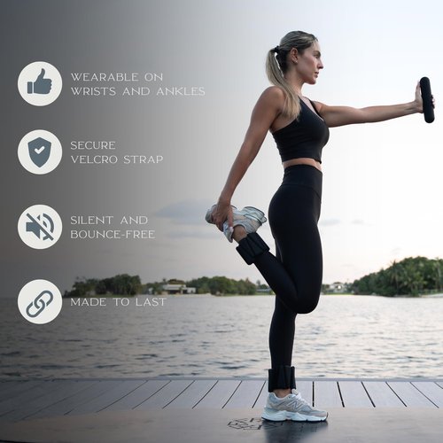 FFLLOOWW Adjustable Ankle & Wrist Weights Set, 2 lbs Each (4 lbs Total), Soft Comfortable Weights for Walking, Pilates, Barre & Home Workouts with Secure Fit for Women & Men