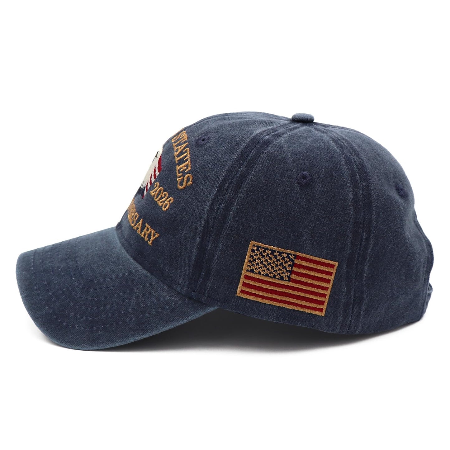 250th Anniversary USA Hat United States 250 Year American Anniversary Hat Patriotic Eagle Embroidery Adjustable Baseball Cap Navy Blue