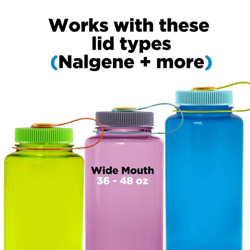 Gearproz Hydrocord Handle for Nalgene Water Bottles, Fits Wide Mouth Water Bottles, Durable Carrier, Secure Accessories, Compatible with 32oz, 36oz, 48oz Water Bottle (Black)