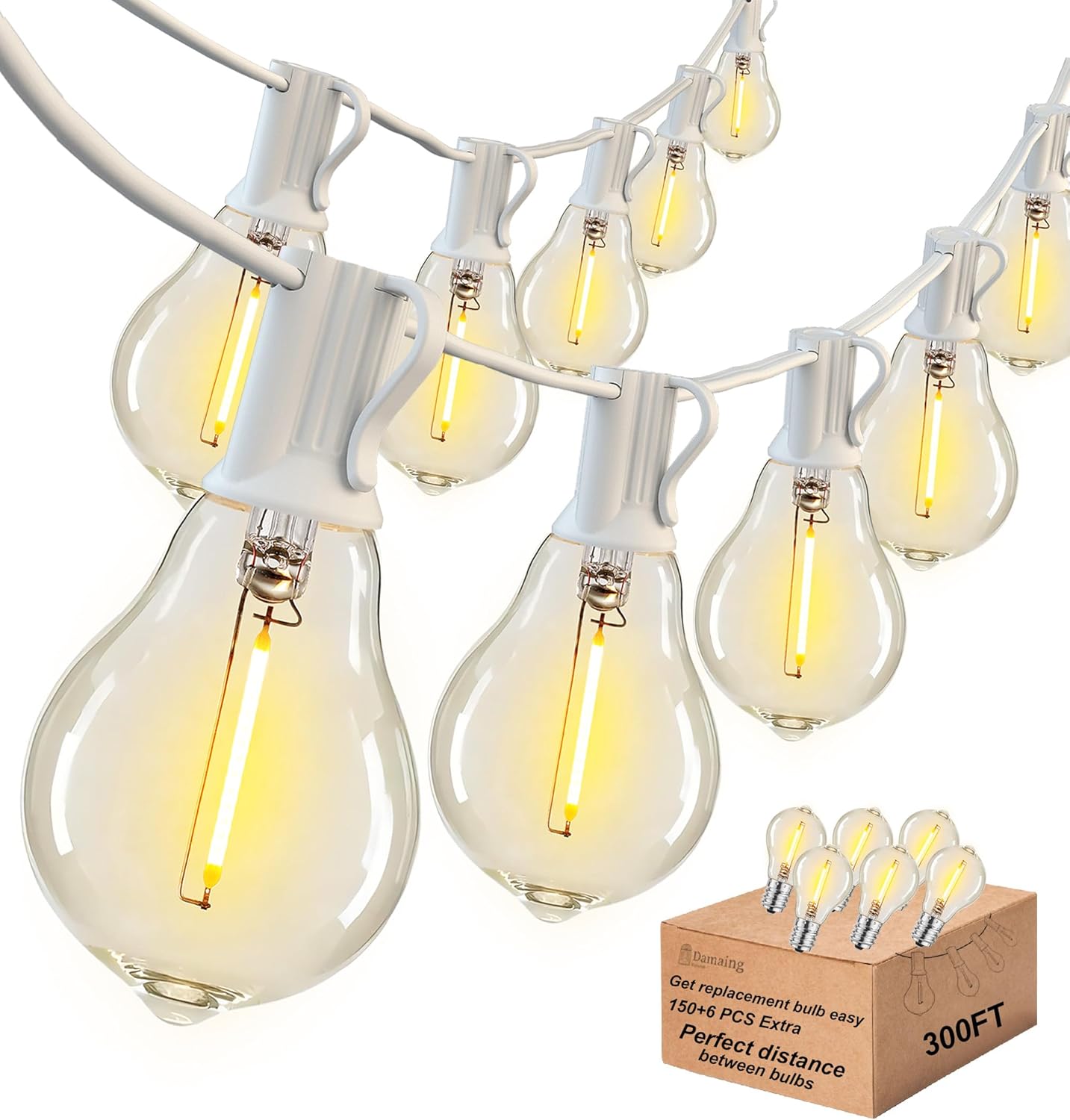 200FT Waterproof LED Outdoor String Lights with 100 Shatterproof Edison Bulbs - Dimmable Patio Decor for Backyard & Garden