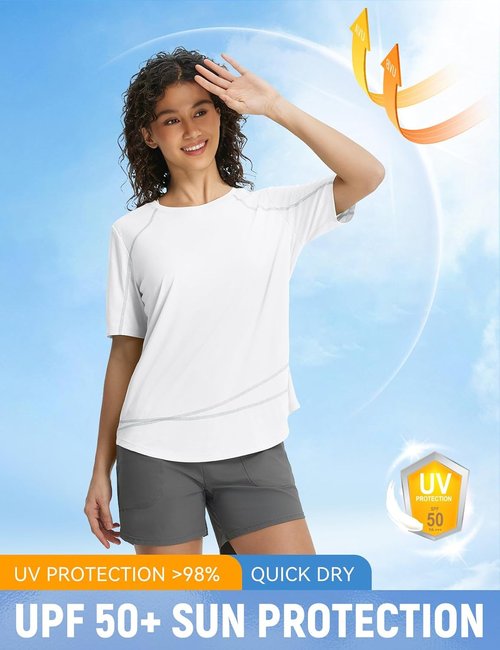 Baleaf Women's Sun Shirt - Short Sleeve UPF 50+ UV Protection | Quick-Dry Lightweight Workout Top for Hiking & Running