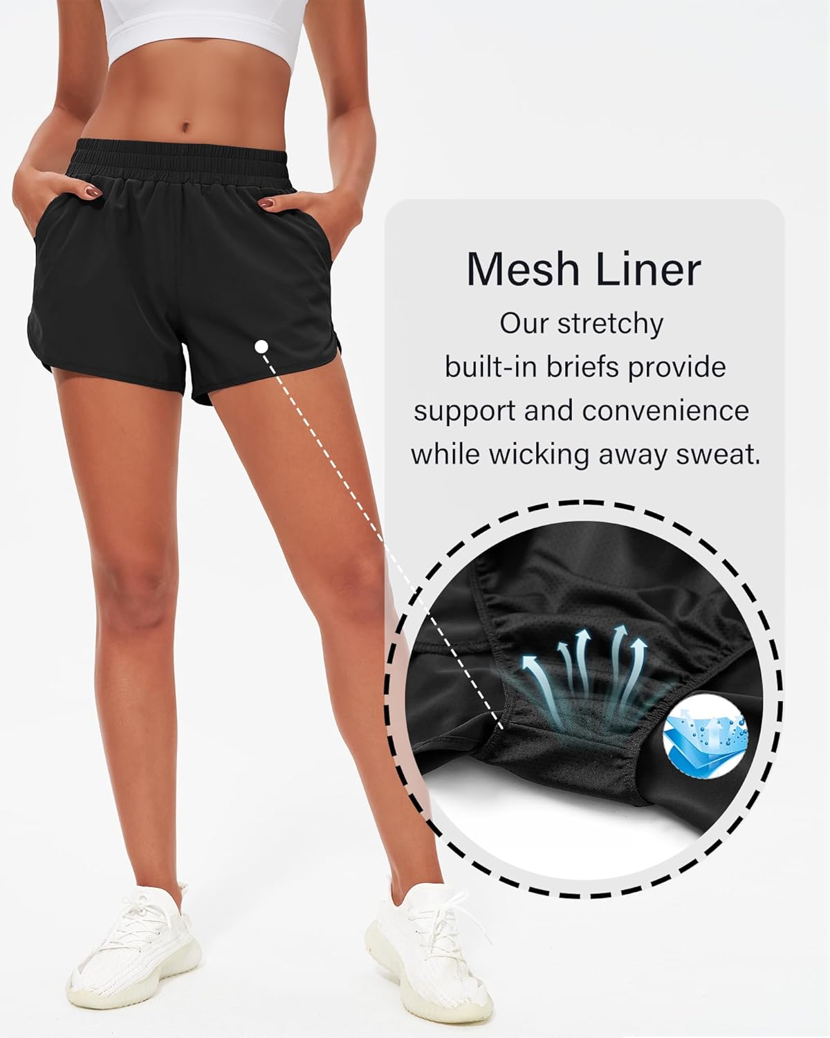 Stelle Women's Running Shorts - High Waisted, Quick Dry Dolphin Athletic Shorts with Pockets