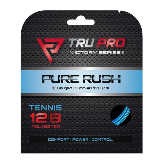 TRU PRO Pure Rush - Tennis String Set (Poly): Power, Control, Spin - Develped for the Competitve Tennis Player (16g (1.28 mm), 12.2 m, Ocean Blue)