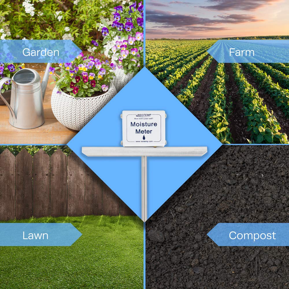 Reotemp 24 Inch Garden and Compost Moisture Meter, Garden Tool Ideal for Soil, Plant, Farm and Lawn Moisture Testing