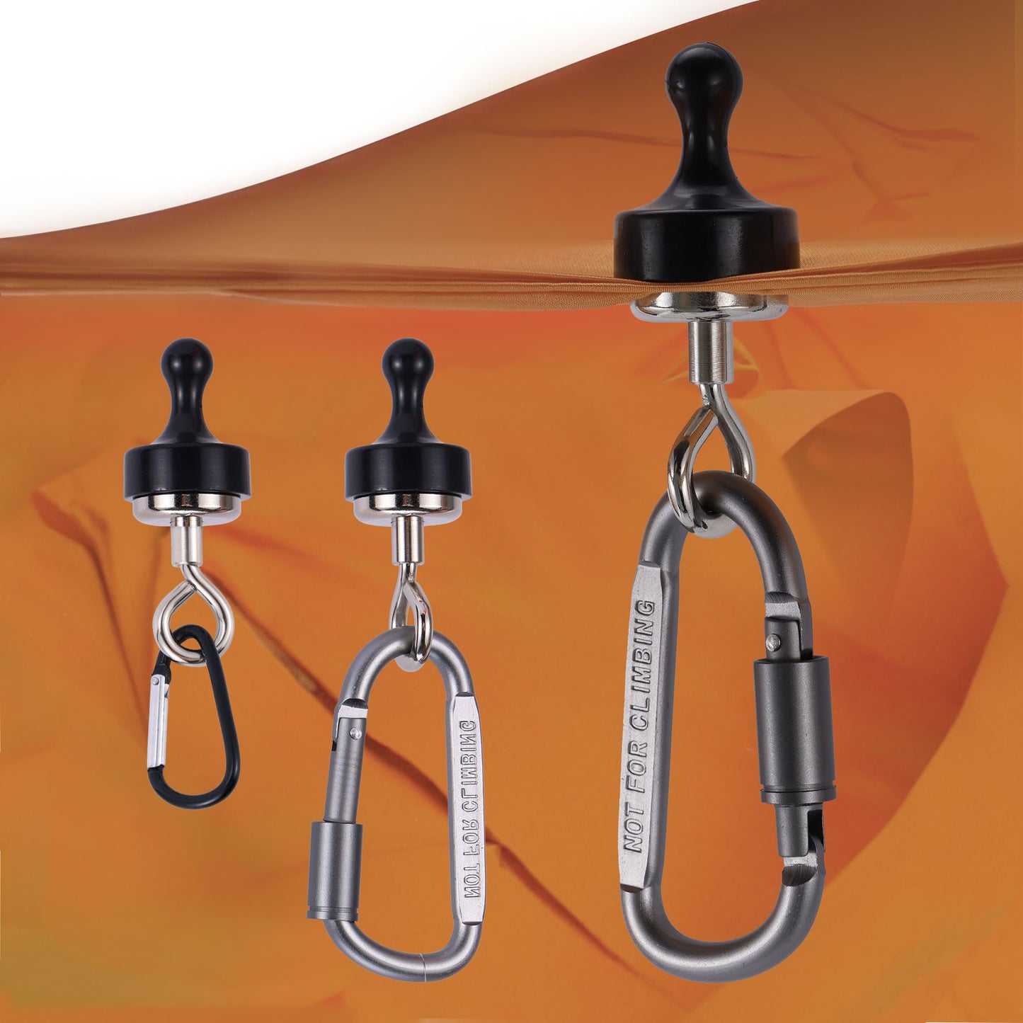 ECOSHIRE Magnetic Hooks for Canopy, Magnet Clip Hanger with Carabiner for Camping, Heavy Duty Earth Magnets, Cruise Hanging, Multifunctional Tent Canopy, Suitable Tents Swivel Snap (Large)