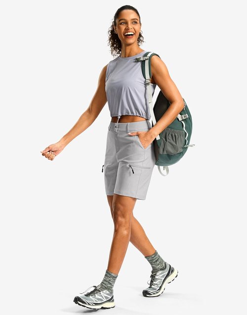 G Gradual Women's Hiking Cargo Shorts - Quick-Dry, Lightweight Summer Travel Shorts with Pockets | 7" Length