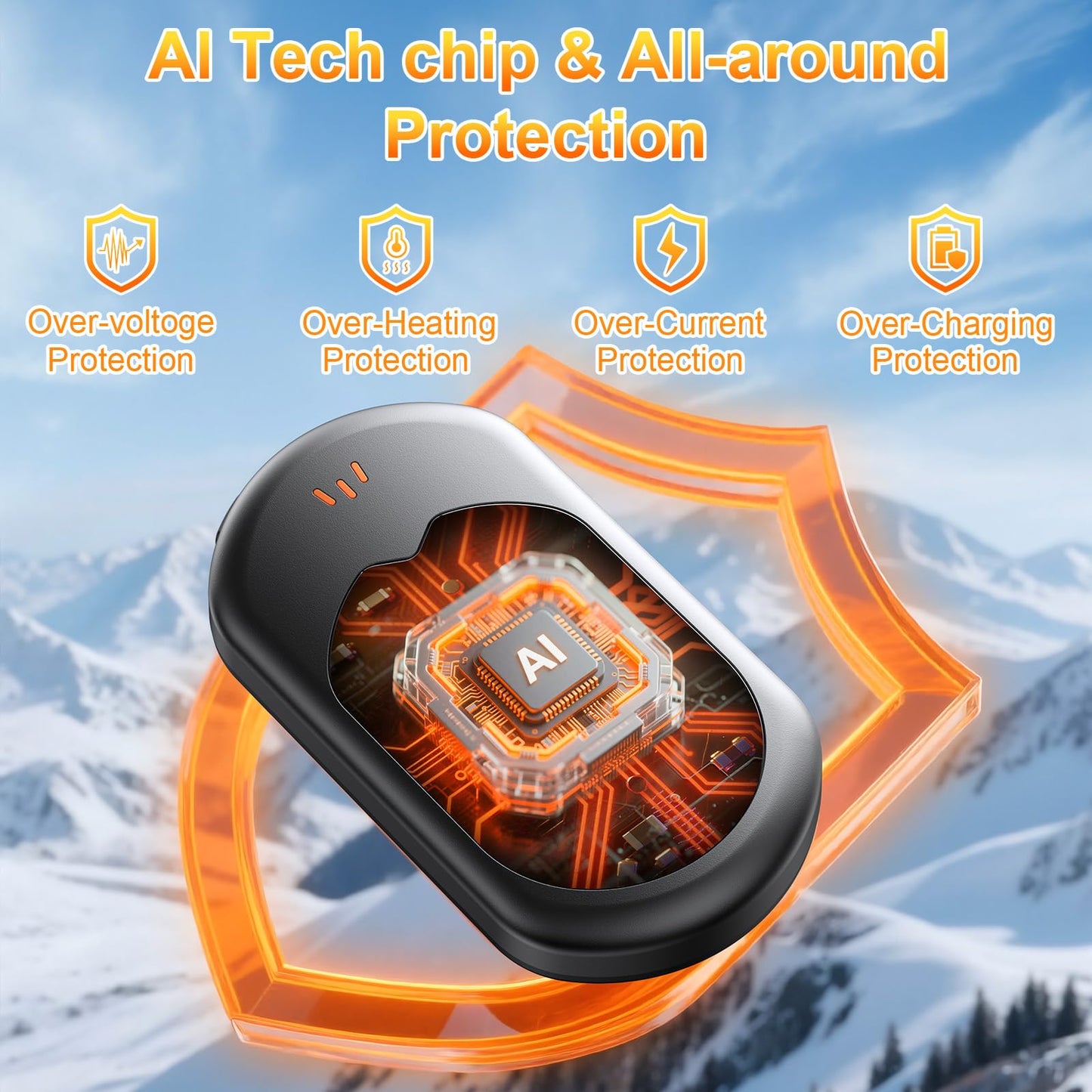 Electric Hand Warmers Rechargeable 2 Pack with 3 Heating Mode,Portable Hand Heater,Smart Chips,USB Quick Charge, Winter Gifts for Christmas, Outdoor, Golf, Hunting, Camping,Valentine's Day Gifts