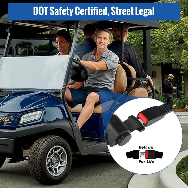 MOSNAI 61 Inch DOT Golf Car Seat Belt for EZGO TXT Club Car DS Yamaha 4 Passenger(2+2), Not Fit Yamaha G2/G9 or 2 Passenger EZGO RXV, Club Car Precedent/Onward, Yamaha G29 Drive/ Drive2