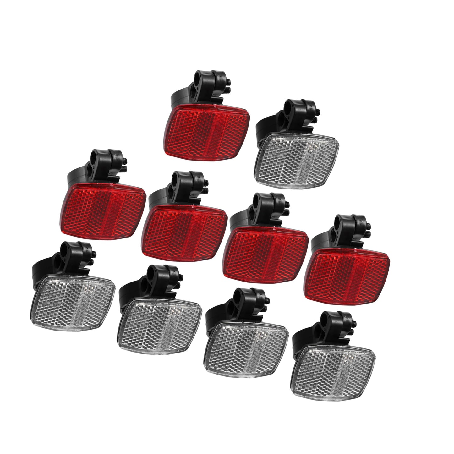 HOPESPANNER 10pcs Bicycle Front Rear Reflector Kit Mountain Bike Safety Warning Reflectors for Handlebar Seatpost and Night Cycling Red and White Replace Parts Vehicle Components