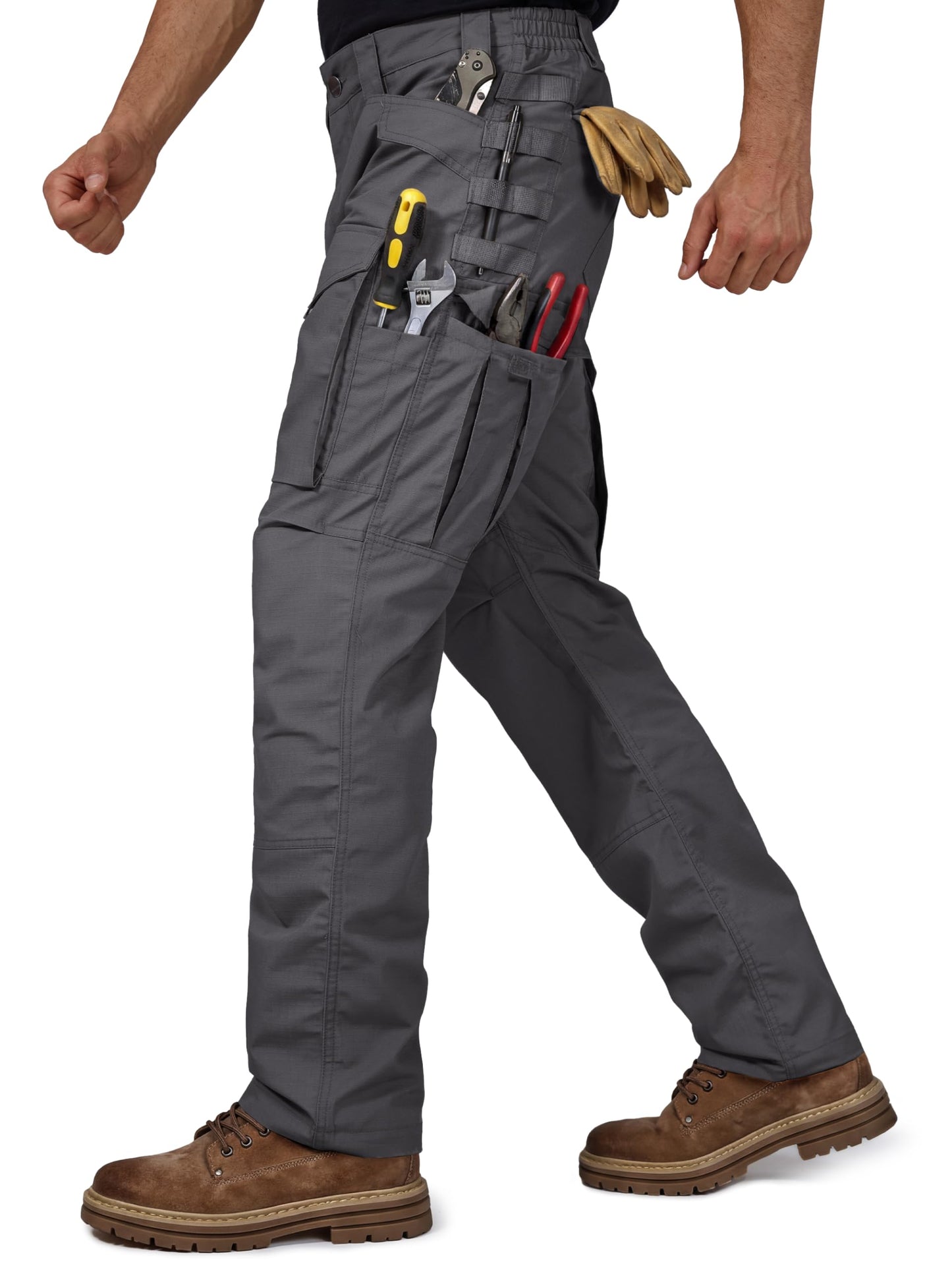FREE SOLDIER Men's Cargo Pants,Tactical Pants for Men Stretch,Durable Ripstop EDC Work Pants for Hiking (Gray 36Wx32L)