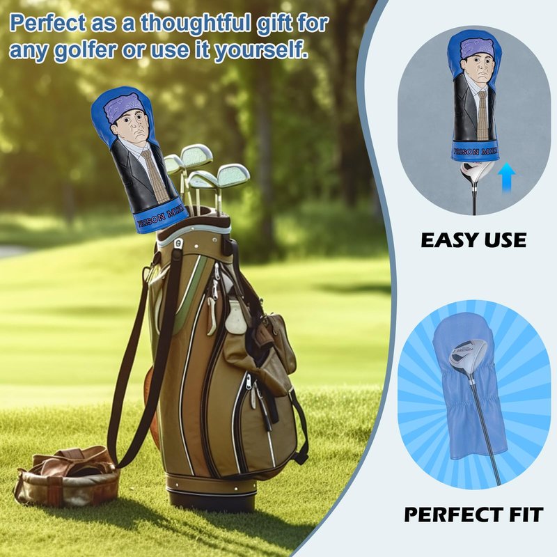 The Office Golf Head Covers, Office Merchandise Golf Club Driver Headcovers, Embroidery Leather Design, Prison Mike Inspired Gifts for Men, Father, Dad, Boyfriend
