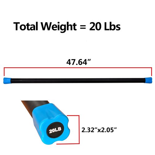 Fitvids Total Body Workout Weighted Bar Weighted Workout Bar Weighted Exercise Bar, 20-Pound