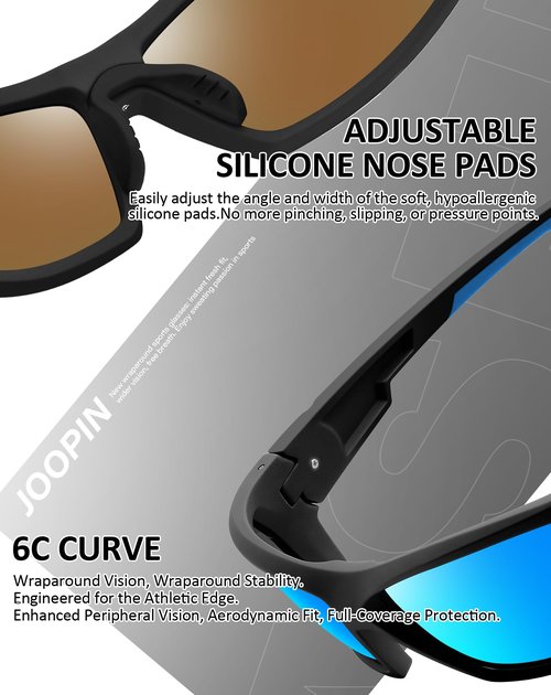 Joopin Blue Sports Sunglasses Polarized UV Protection Wrap Around Sun Glasses Shades for Women Men Running Driving