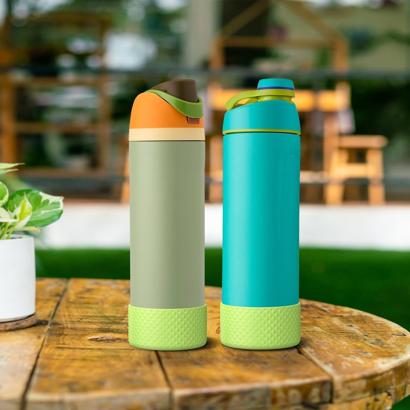 Alwenid 2PCS Silicone Water Bottle Boot for Owala 24 Oz, Anti-Slip Protective Sleeve Bottom Bumper Protector for FreeSip, Twist, and Flip Stainless Steel Water Bottles (Green)