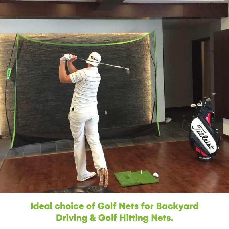 SteadyDoggie for Backyard Driving, Golf Practice Net, Dual-Turf Golf Mat, Chipping Target & Carry Bag