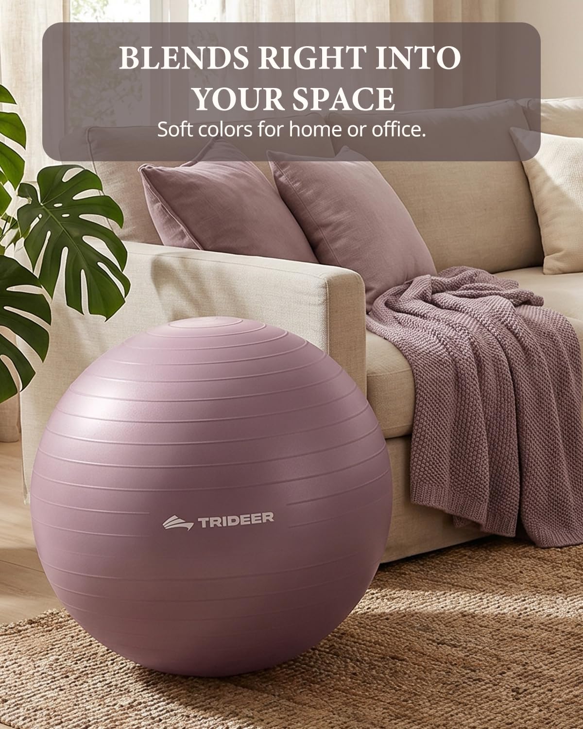 Trideer Exercise Ball, Stability Yoga Ball for Physical Therapy, Active Sitting, Pregnancy & Birth Labor Prep, Core Strength, Balance Training, Posture Improvement and Daily Stretching, 55/65/75cm