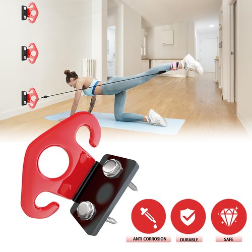 Wuno Shop 4 PCS Resistance Band Wall Anchors, Exercise Band Wall Anchor, Gym Wall Hooks for Resistance Bands, Workout Wall Mount Anchor for Physical Therapy and Small Space Home