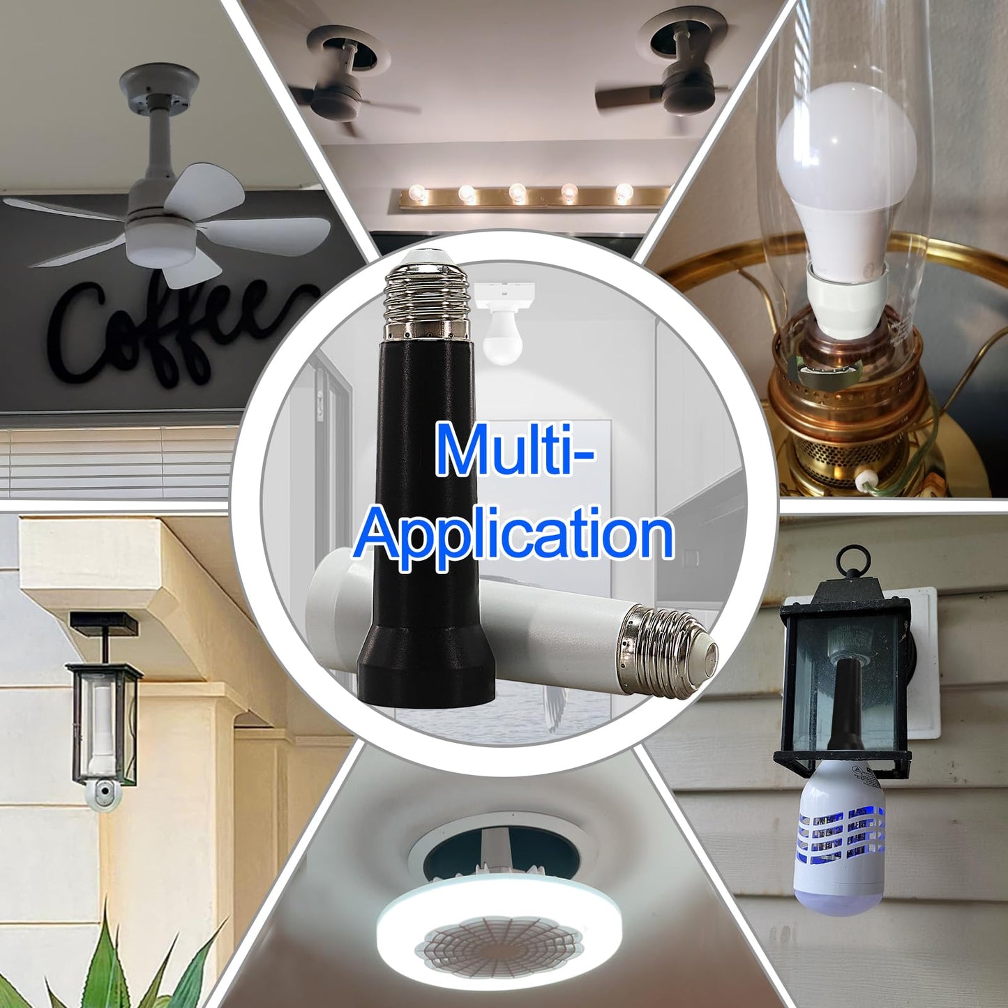 Light Socket Extender, E26/E27 Socket Extension Adapter, 5.31 inch Light Bulb Extension Socket, Light Bulb Socket Extender, Screw in Lamp Holder Adapter for Socket Fan Light(White 3Pack)