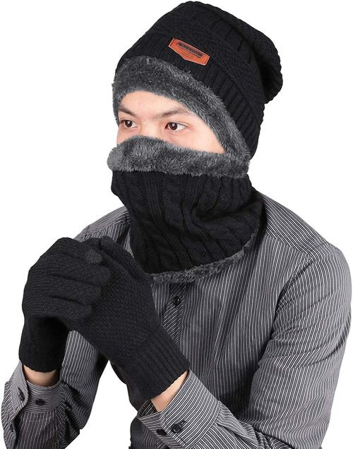 KRATARC Winter Warm Scarf & Beanie Hat Set - Knit Gloves & Neck Gaiter for Men & Women