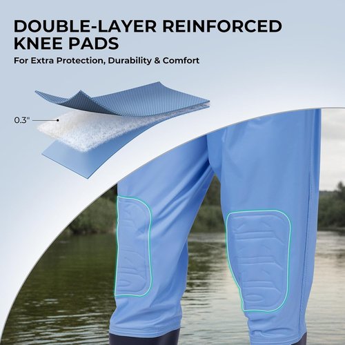 Calamus WaveWalker Kids' Fishing Waders - 100% Waterproof with PVC Boots & Knee Pads, Youth Size