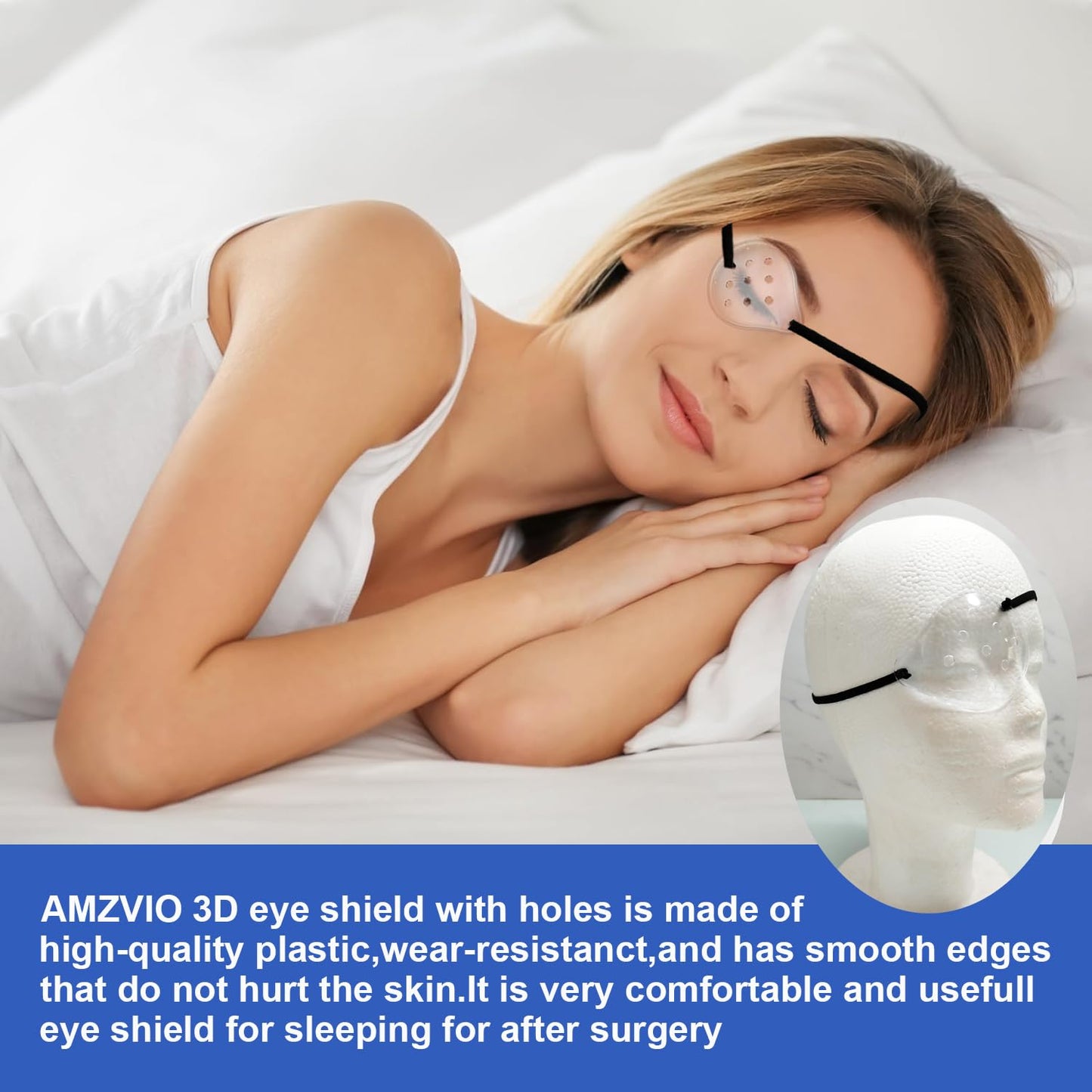 AMZVIO 2pcs Eye Shield After Cataract Surgery,Eye Shield for Sleeping after Surgery,Extended Elastic Band Longer & Wider for Adults Eye Protector Clear Eye Patch (Black+Beige)