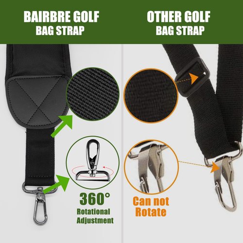 BAIRBRE Golf Bag Strap Replacement Golf Bag Shoulder Strap Adjustable Single Padded Shoulder Strap Waterproof Golf Bag Backpack Straps (Black-USA Flag)