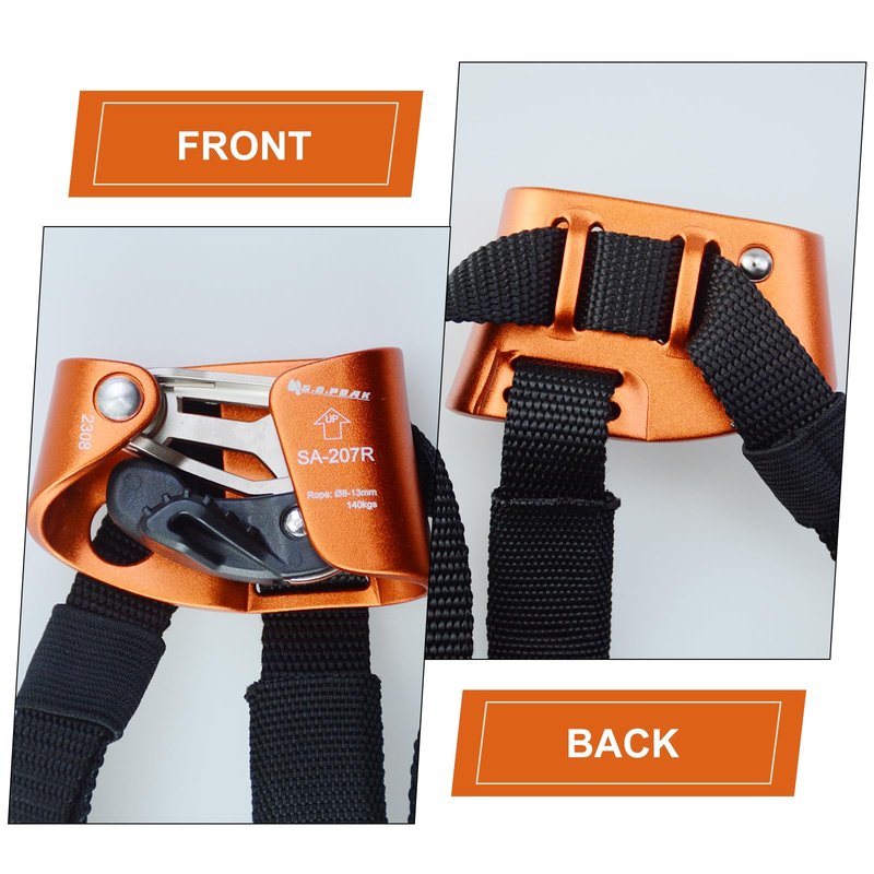 S.E.PEAK Foot Ascender Upgraded Foot Riser 140kgs Strong Rappelling Gear Equipment for Rock Climbing Tree Arborist, Climbing Rescue Caving, Mountaineering, 8~13MM Rope, Right Foot, 4kN, Orange