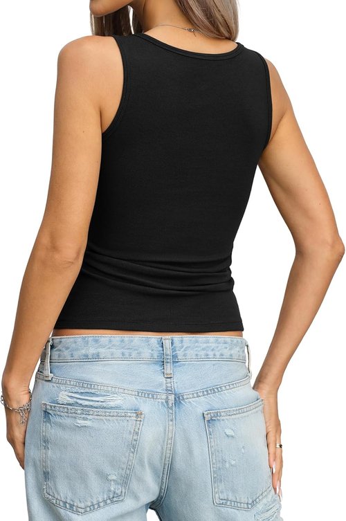 EasyGala Women's Cotton Ribbed Tank Top - High Neck Sleeveless Design for Summer Style | Slim Fit