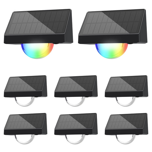 SOLPEX Solar Stair Lights Outdoor Waterproof, Solar Step Lights for Outside with 8 Fixed Colors & RGB Color Changing, Deck Light Decor for Fence, Yard, Garden, Patio, Backyard, Poolside(8 Pack)