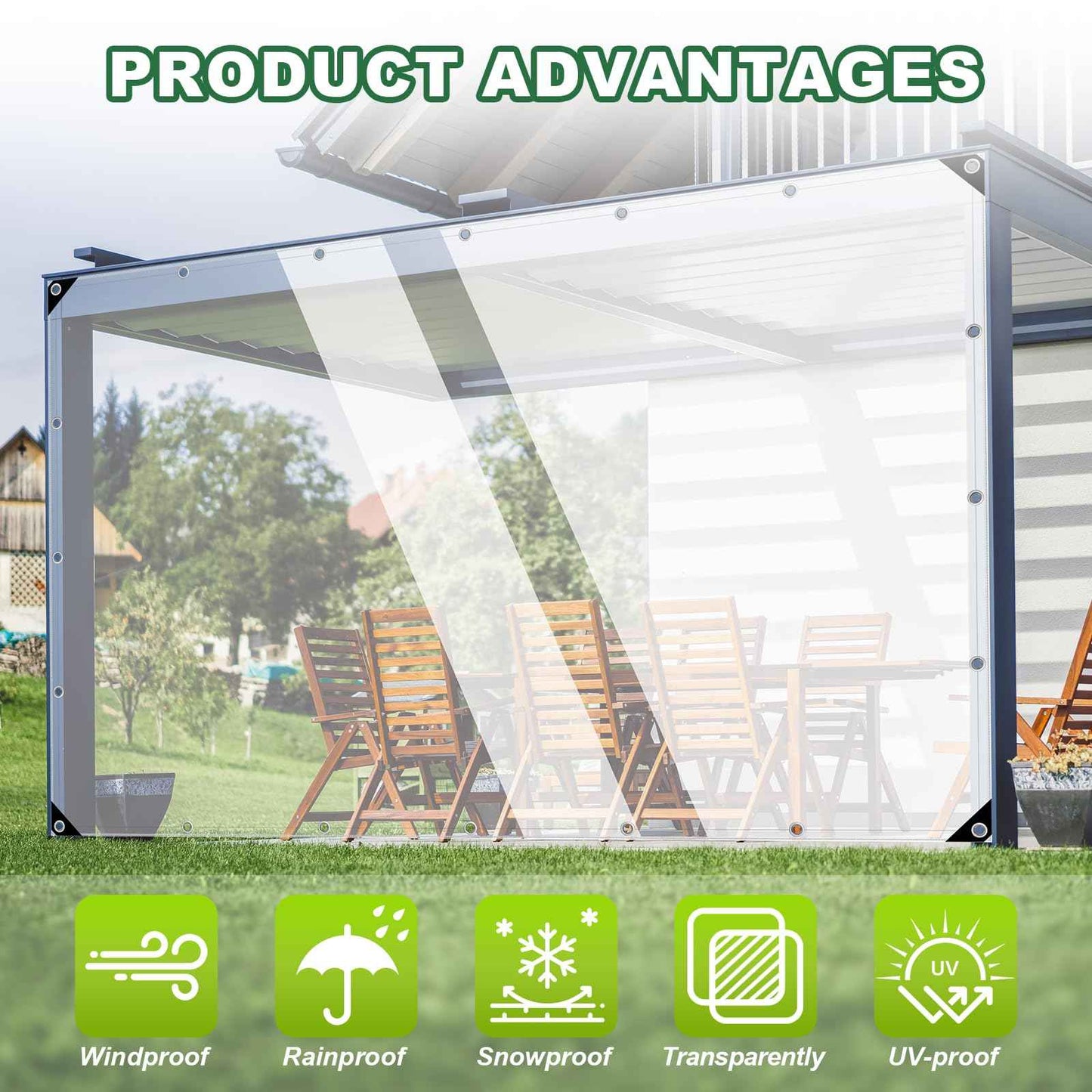 Clear Tarp,6x20ft Clear Tarps with Grommets,14 MiL Heavy Duty Waterproof with Reinforced Edge for Patio and Pavilion,Porch and Outdoor Garden Household Tarpaulin