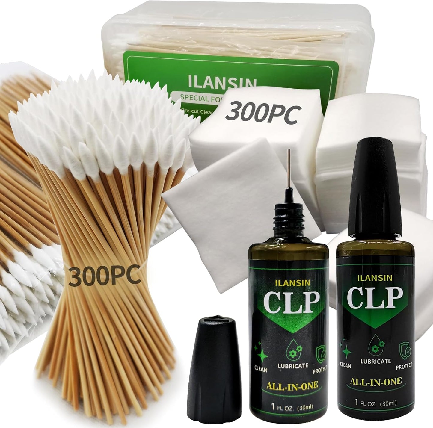 Skiennix Gun Cleaning Kit - 1700PCS Supplies with 1500 Patches & 200 Swabs | Lint-Free Rags & Cotton Swabs