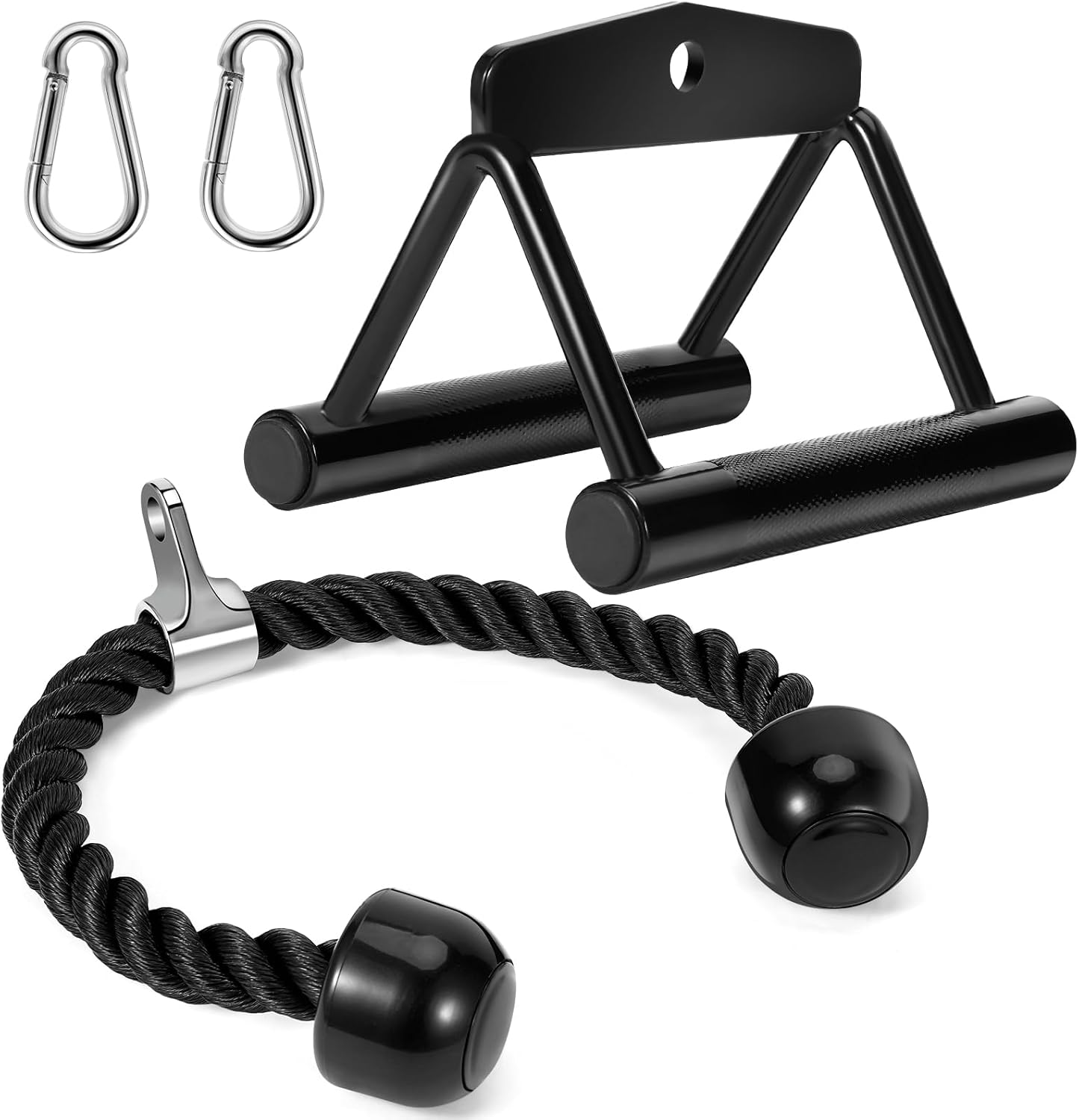 Skiennix Cable Machine Attachments Set - LAT Pulldown Bar & Tricep Rope for Home Gym