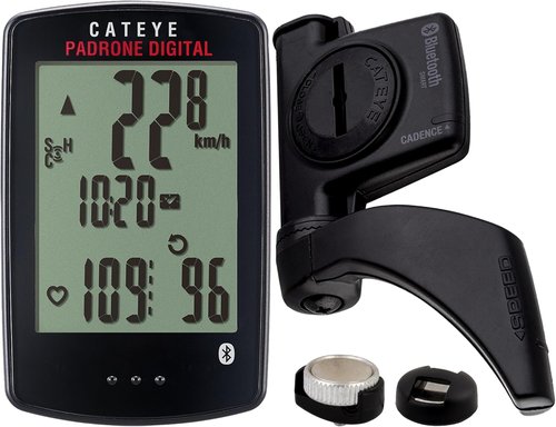 CATEYE Padrone Bluetooth Cycling Computer - Waterproof IPX8 Speedometer with Heart Rate & Cadence | For Road & MTB Bikes